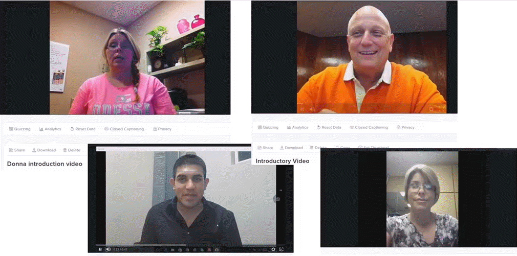Examples of welcome videos from instructors who engage online students