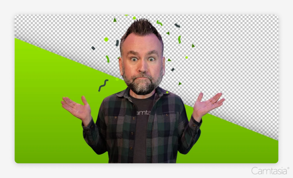 A YouTube thumbnail with a person and a greenscreen background.