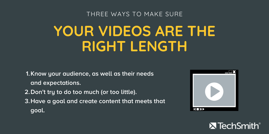Three ways to make sure your videos are the right length. Text is the same as the paragraph below.