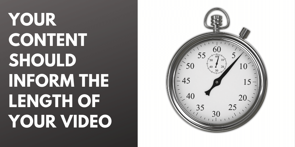 Image of a stopwatch with the caption, "Your content should inform the length of your video."