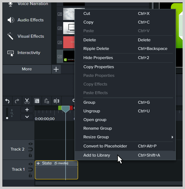 Screenshot showing right-click and choose Add to Library.