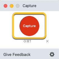 The Capture button in the TechSmith Capture window.