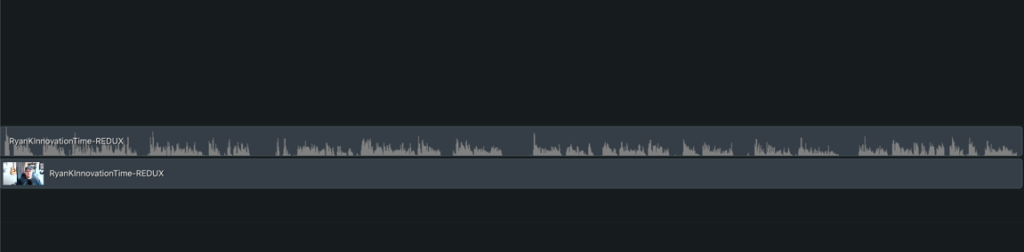 Separated audio and video on the Camtasia timeline.