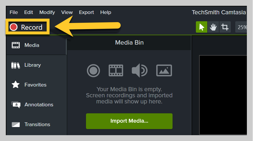 How to record video in Camtasia.