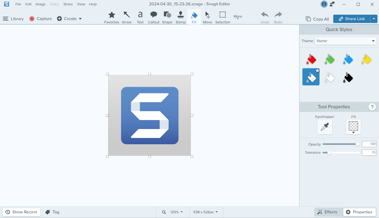 Snagit logo with a background in the Snagit Editor