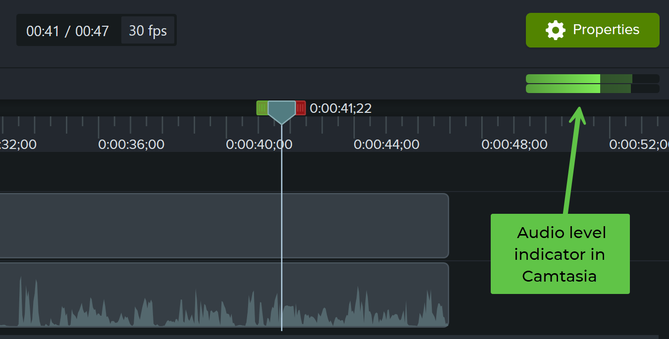 Audio level indicator in Camtasia