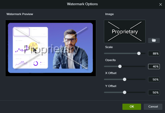 Watermark Options dialog and preview