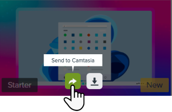 Send to Camtasia button on a template on the Assets site