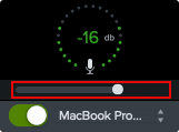 Control deslizante del micrófono en Camtasia para Mac