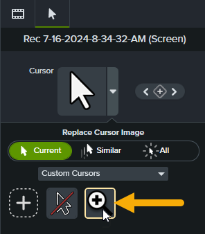 Imported cursor in Custom Cursors list