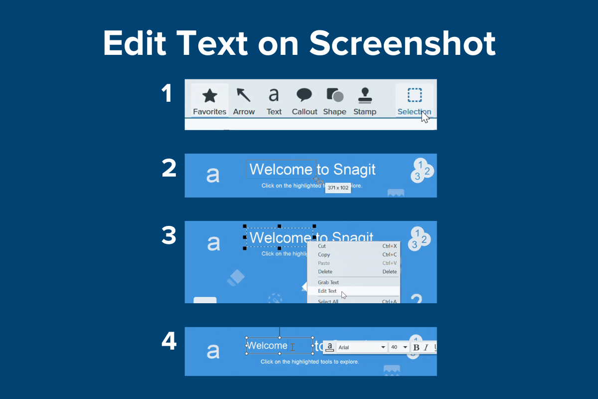Steps to edit text on screenshots