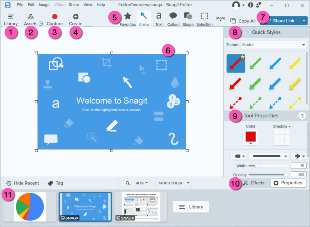 Snagit Editor with numbered labels