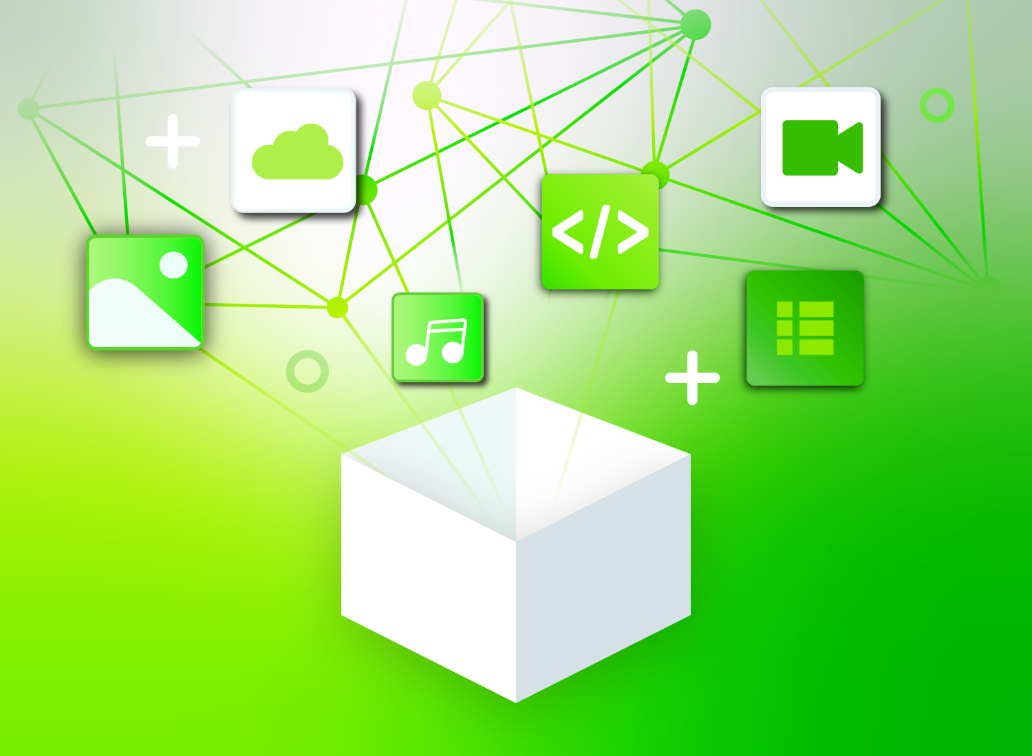 Connecting lines of different technology boxes.