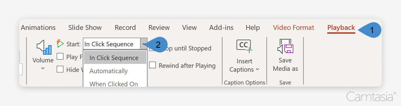 Video playback options in PowerPoint