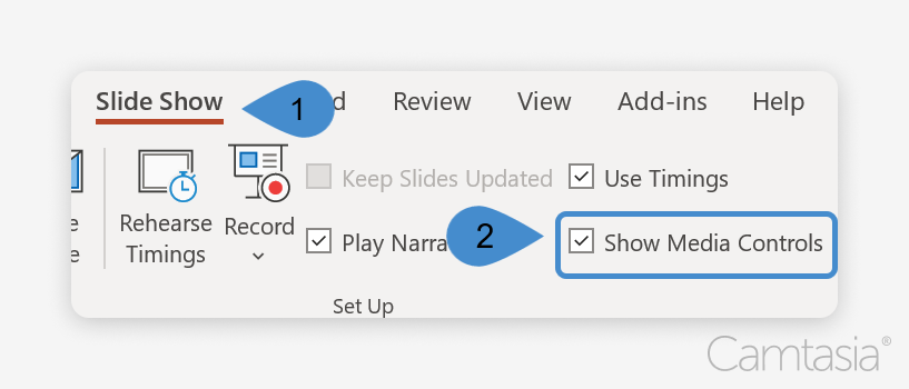 PowerPoint setting to show or hide media controls