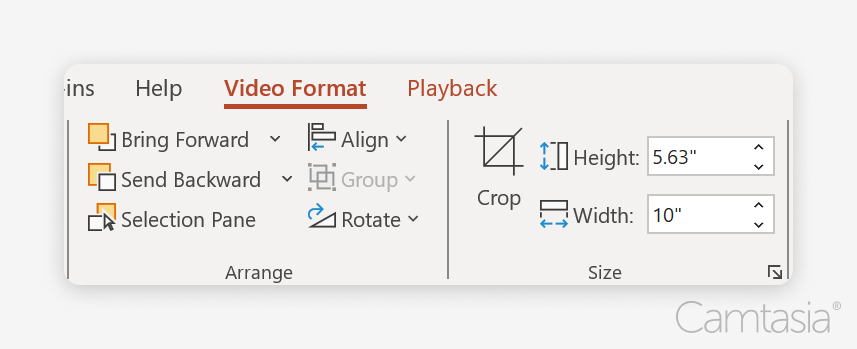 Format the size and position of the video in PowerPoint