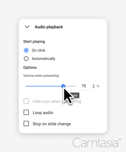 Changing volume on audio playback.