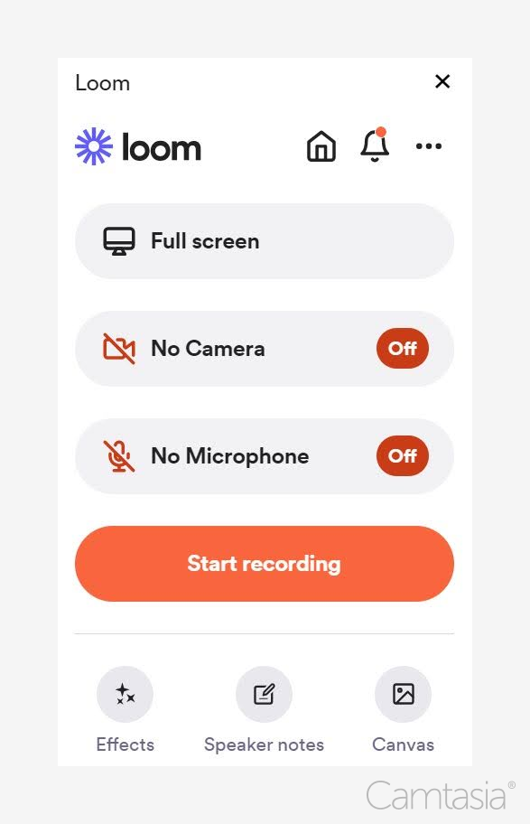 Loom's screen recorder.