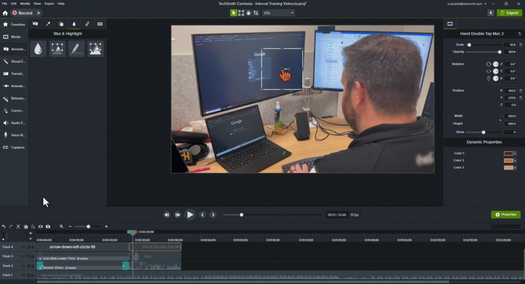 Gif of someone editing in Camtasia