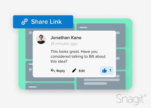 Illustration of feedback on a screenshot shared via the ShareLink button