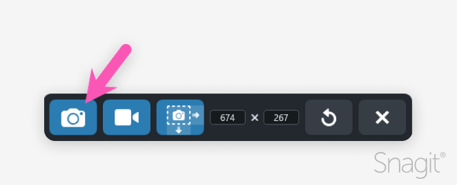 The camera icon in the Snagit toolbar. 