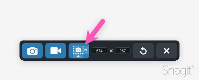 The scrolling capture icon in the Snagit toolbar.