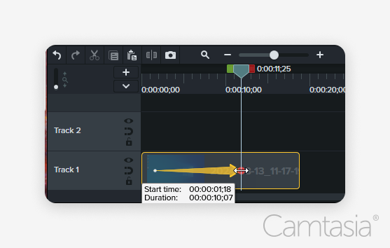 Dragging the end keyframe across the footage.