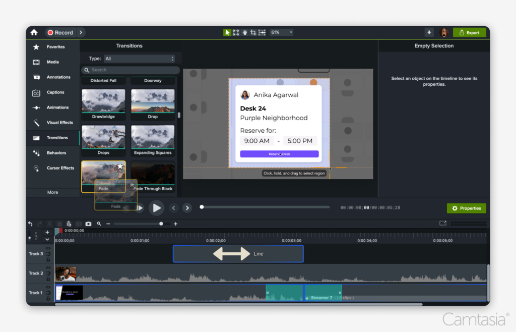 Image added into Camtasia.