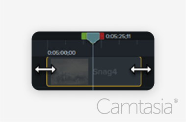 Image of trimming the beginning or end of a video in Camtasia.