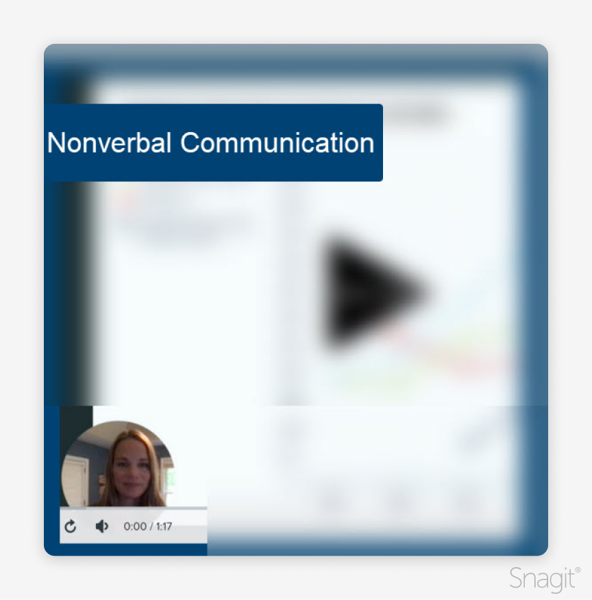 mostly blurred screenshot with a woman's face in the lower left corner, text overlay 'nonverbal communication'