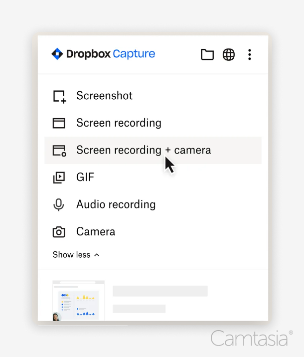 Dropbox Capture interface