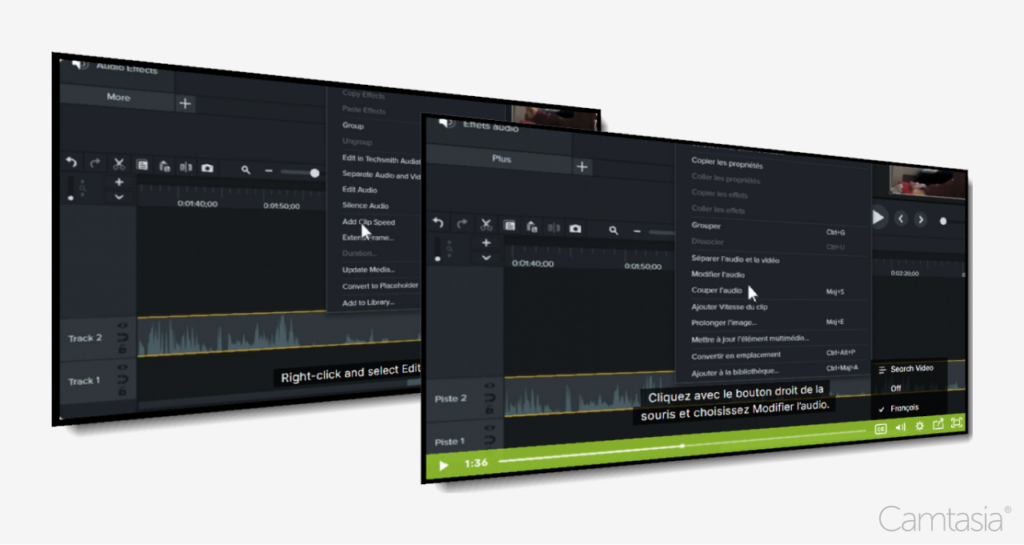 Camtasia translating audio from one language to another.