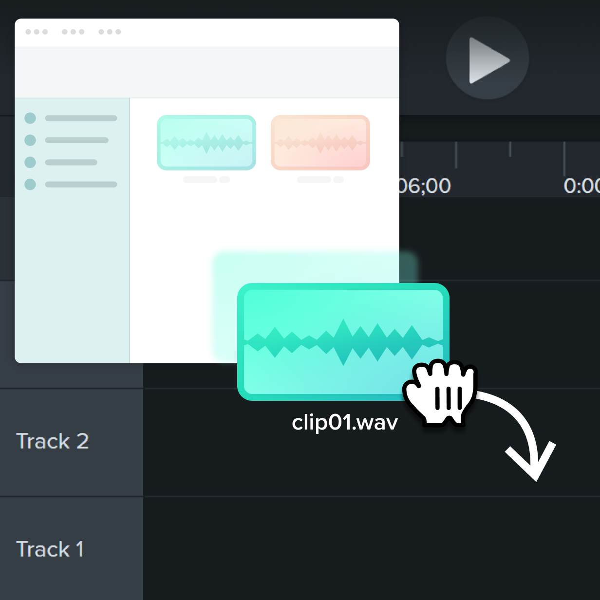 Drag and drop audio files onto the Camtasia timeline