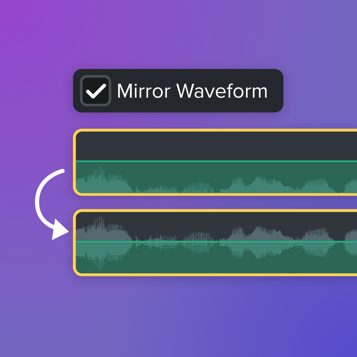 Mirror waveforms visualizing audio with Camtasia.