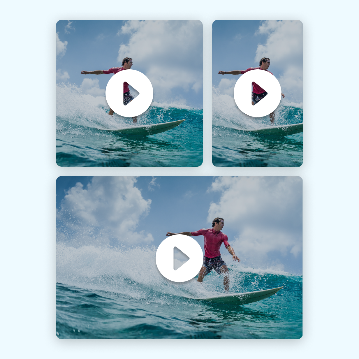 The same video in different formats to fit different output platforms.