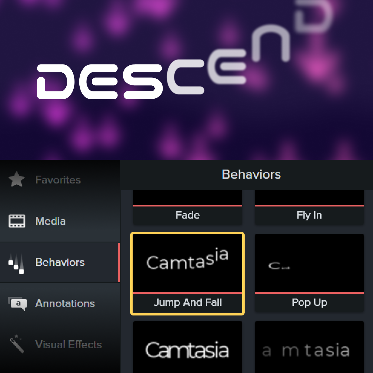 Preset animations in Camtasia