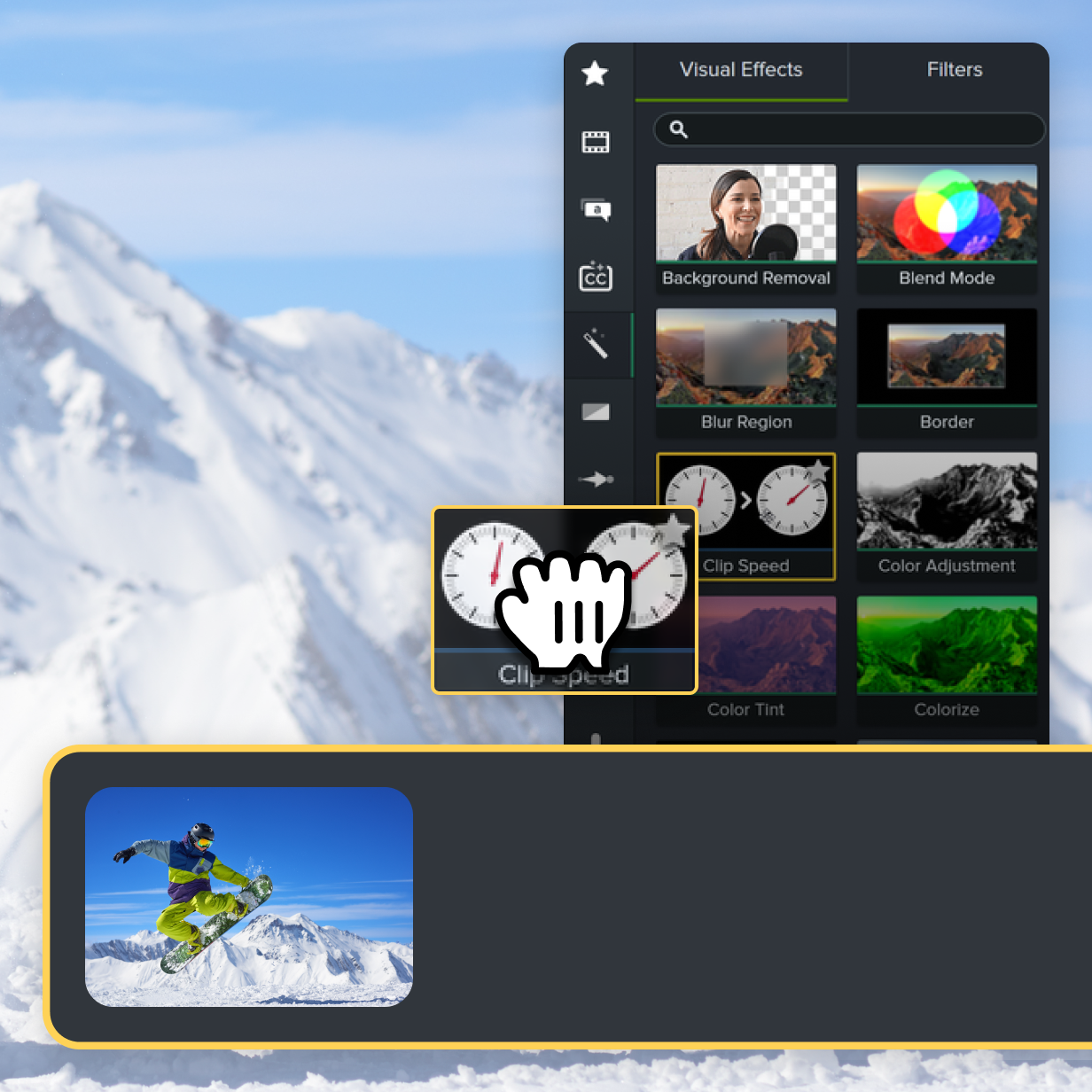 Drag and drop video effects onto a video in Camtasia