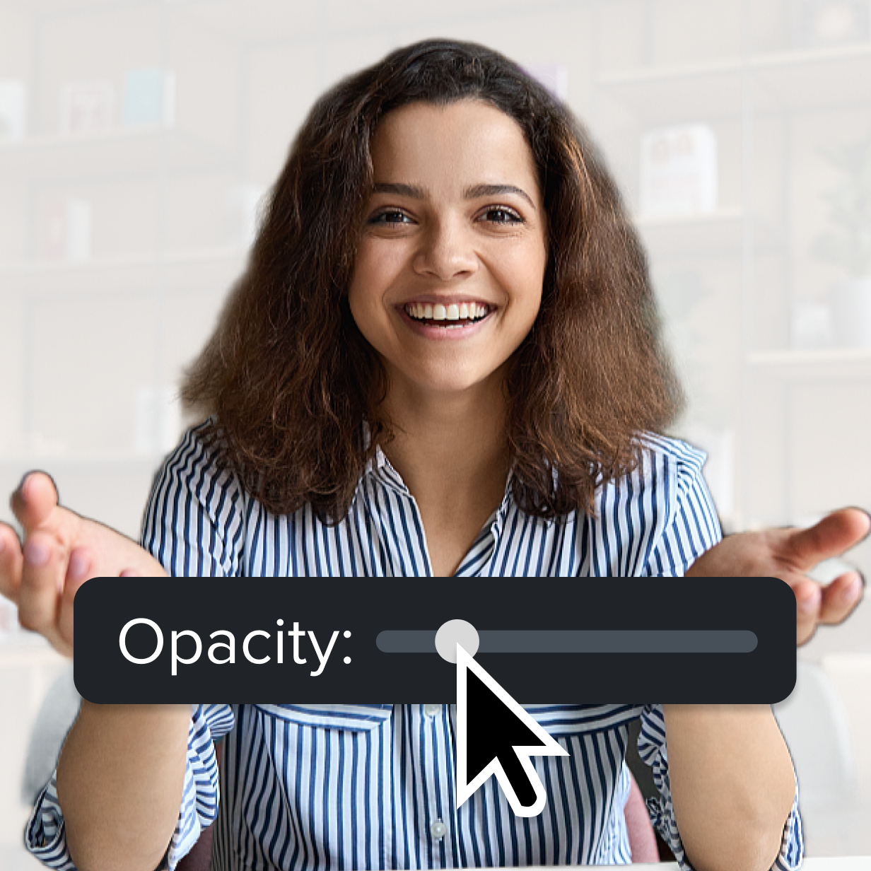 A person giving a presentation with a clean background.