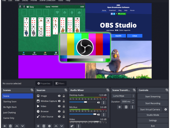 Screenshot of the OBS interface. From obsproject.com