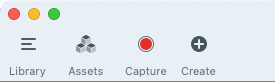 Schaltfläche „Assets“ in den Symbolleiste von Snagit für Mac