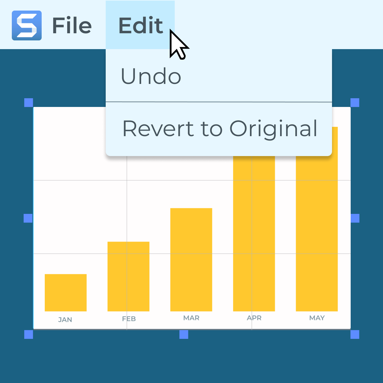 The cropped parts of an image still visible in the Snagit editor for easy reversal.