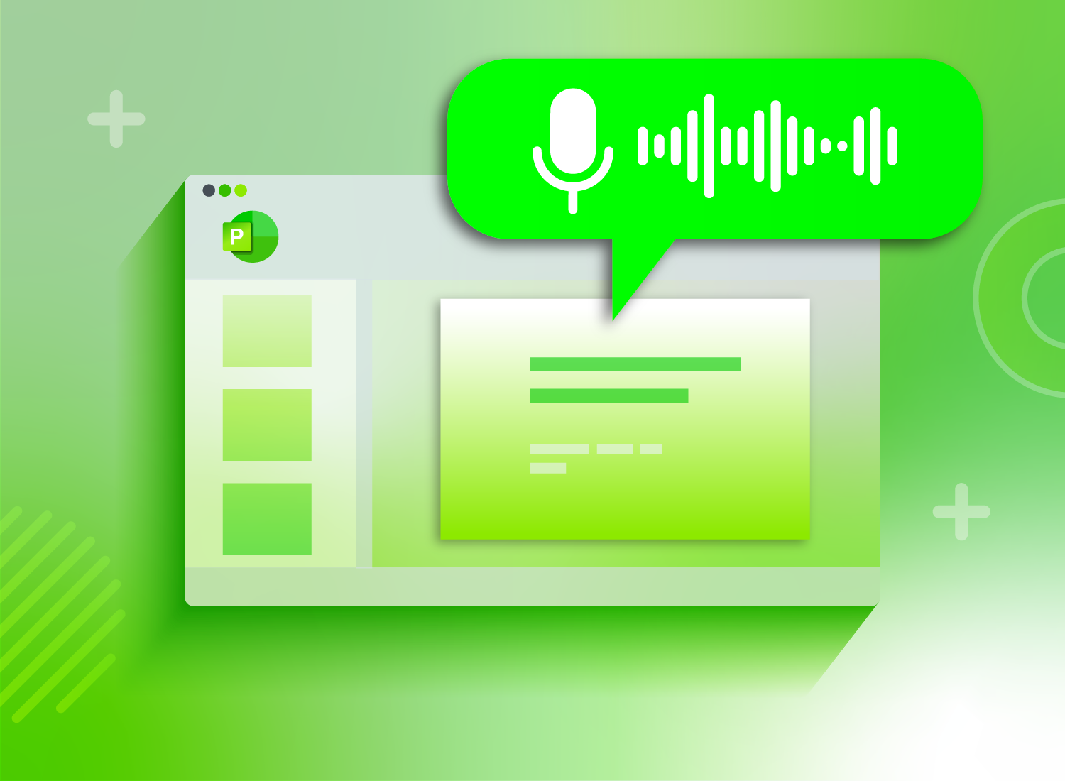 green audio recording window over a slideshow