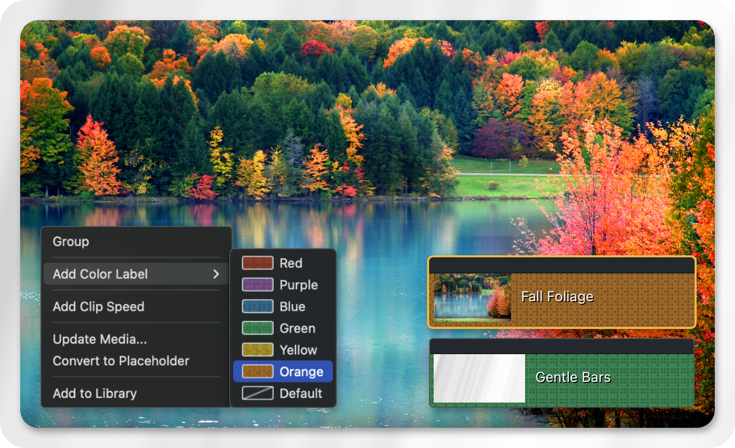 Add Color Label menu example