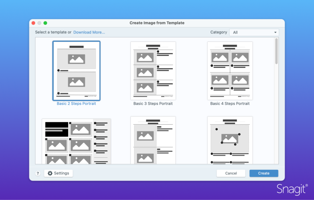 template options in Snagit.