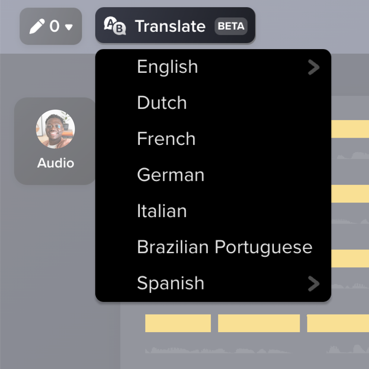 The list of languages users can choose from.