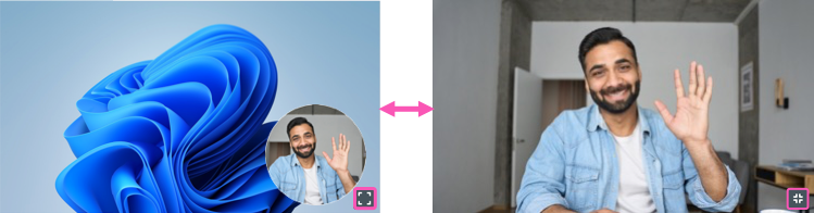 Example swapping between picture-in-picture and fullscreen webcam