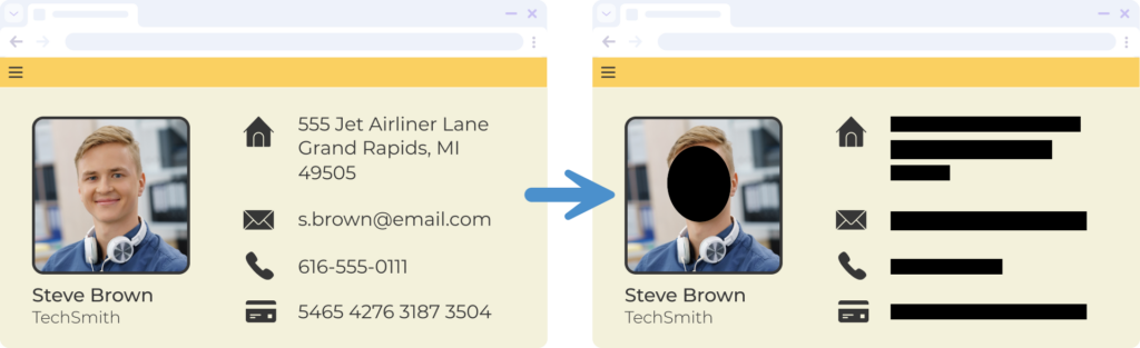 Before and after example of Smart Redact