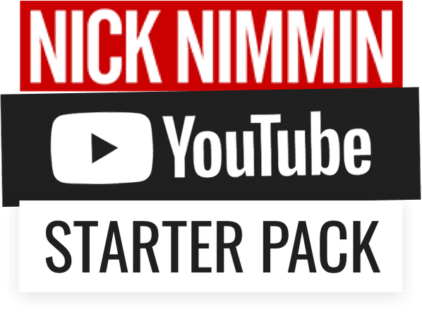 Graphic with "Nick Nimmin YouTube Starter Pack" in bold text.