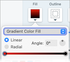 Mac の [グラデーションの塗りつぶし] オプション